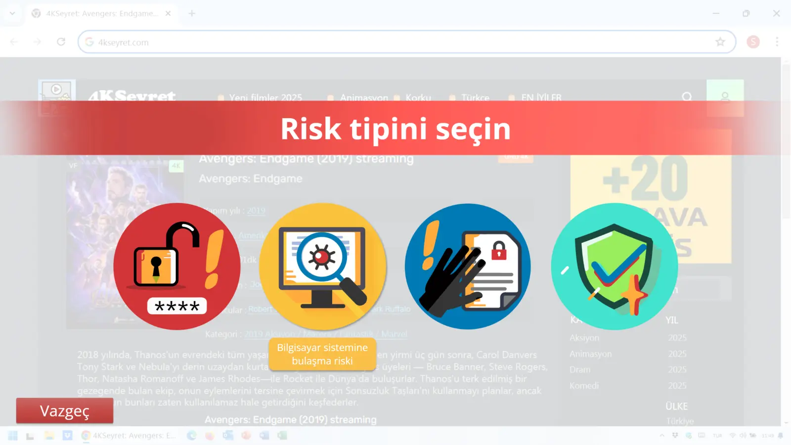 Oyunda risk türü seçimi