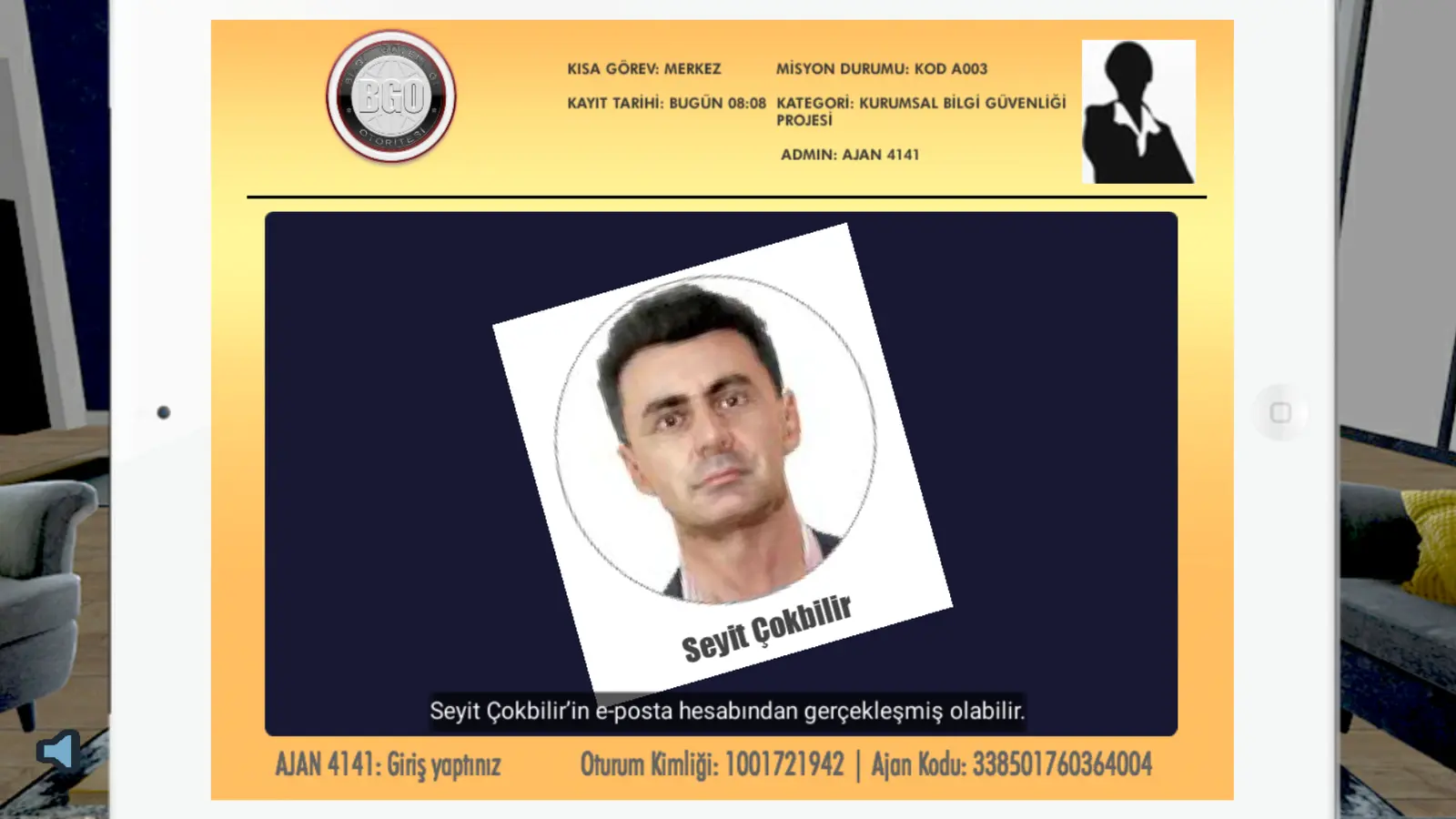 e-posta Güvenliği görev kimliği ekranı