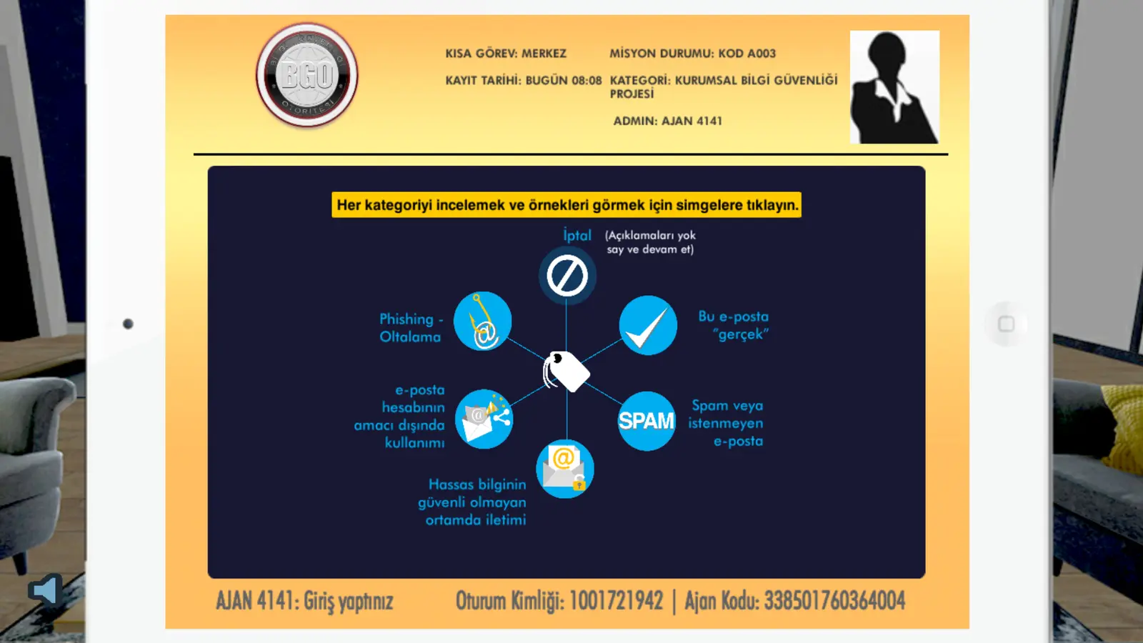 Oyunda incelenecek e-posta risk kategorileri