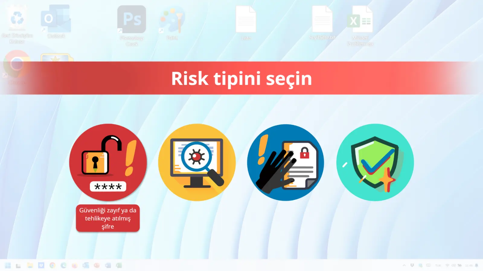 Ajan 4141 oyununda risk türü seçimi
