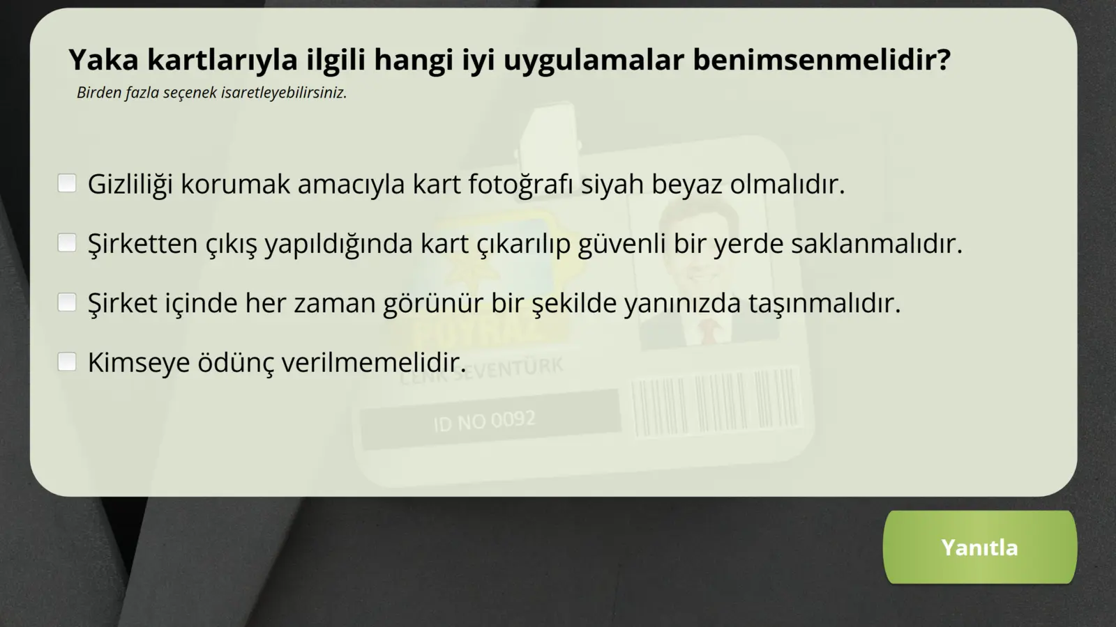 Yaka kartlarıyla ilgili bilgi sorusu